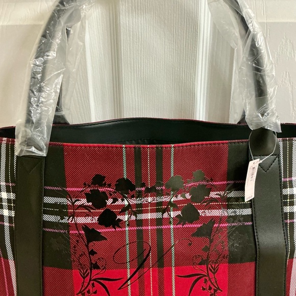 Victoria's Secret Black and Red Checkered Tote NWT - Picture 3 of 4